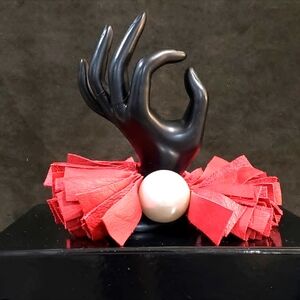 Northampton Style Elegant Red Leather Bracelet with Pearl Accent